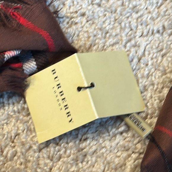 Burberry London Brown Tartan Check Print Scarf - Picture 3 of 7